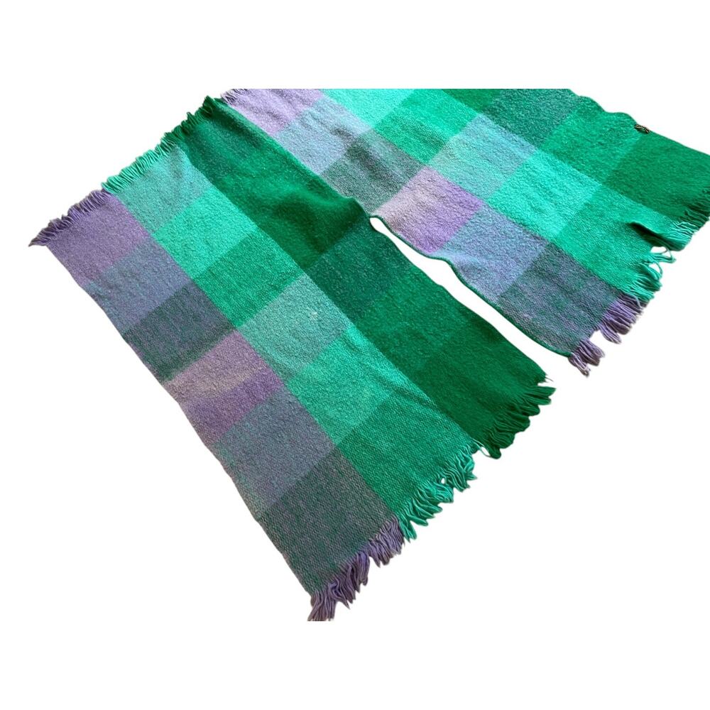 Permano Wool Cape Wrap Shawl Multicolor Plaid 43"x49" Made in Colombia - Picture 2 of 12